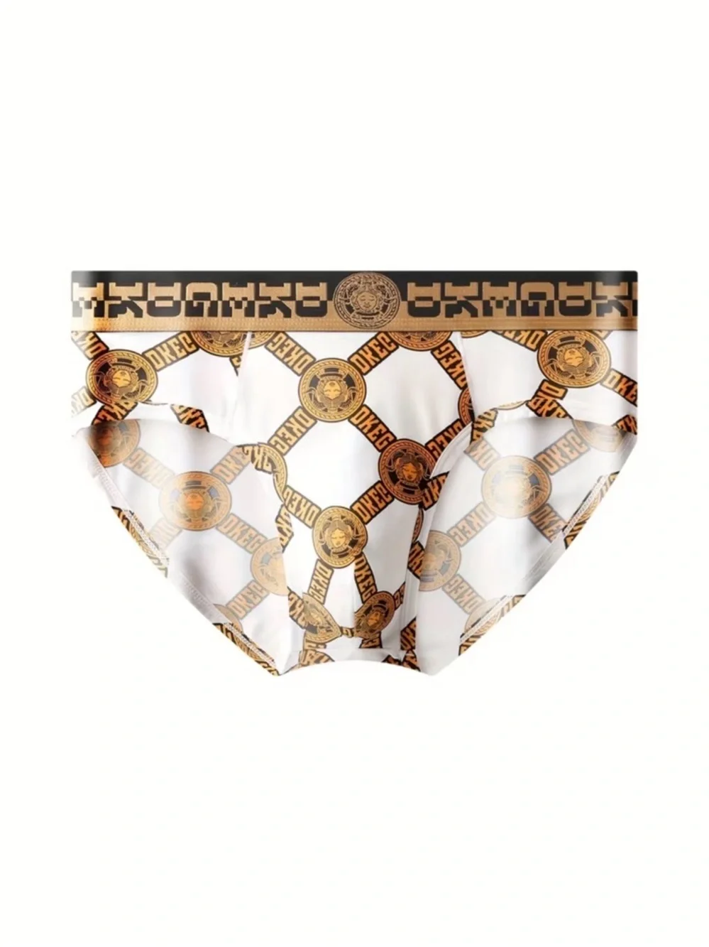 DKeg Gold & White Baroque Print Briefs - 4-Pack